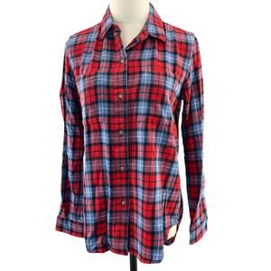 Vans Women’s Plaid Flannel Button Down Shirt Red Blue Size Small